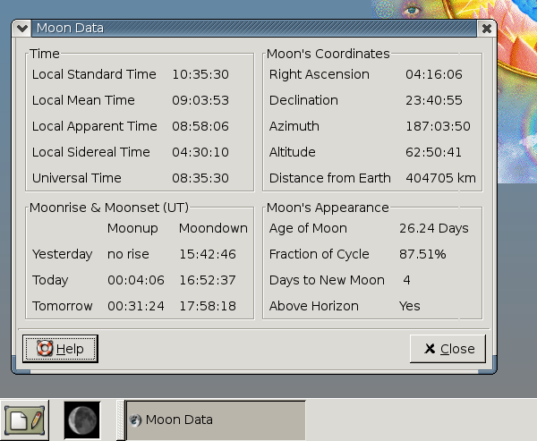 moon data window